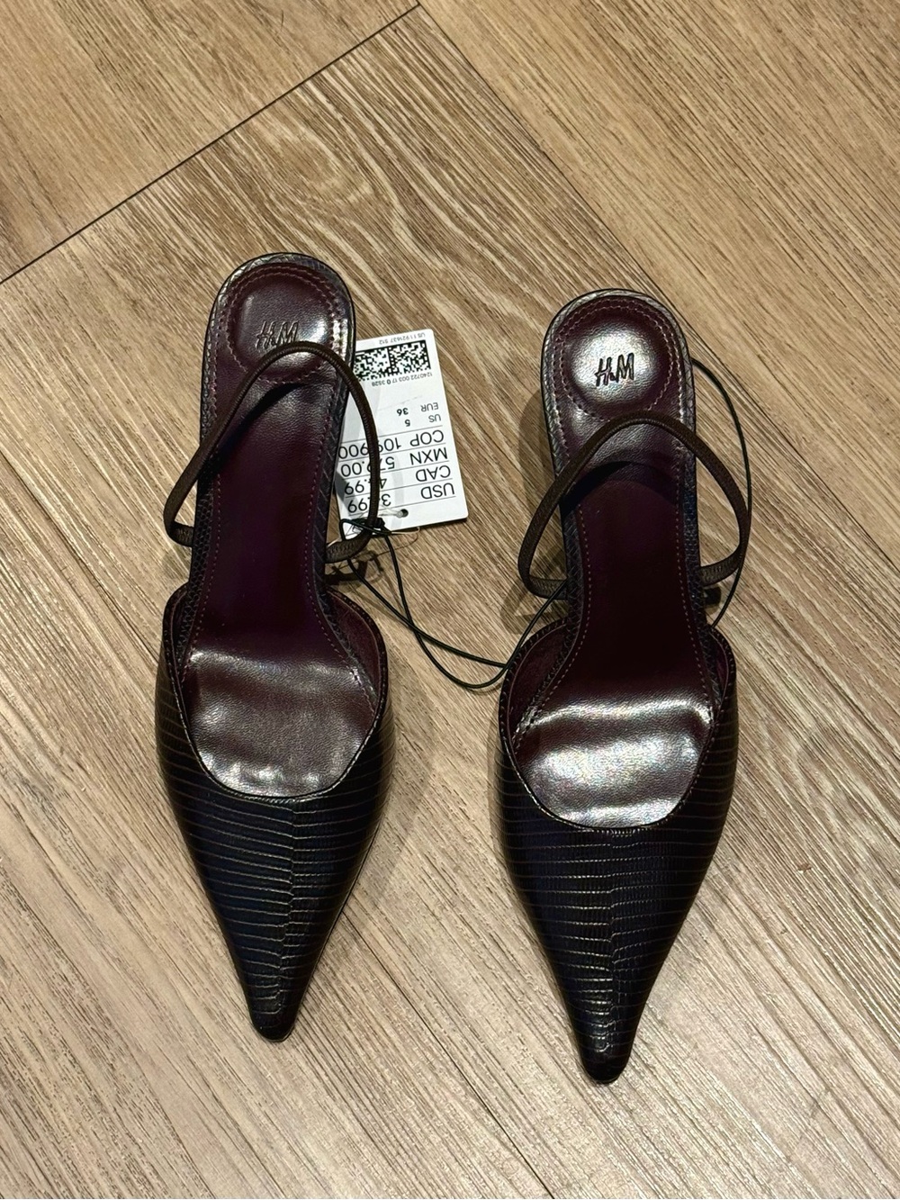 H&M Women's Pointed Toe Strappy Mules in Deep Wine